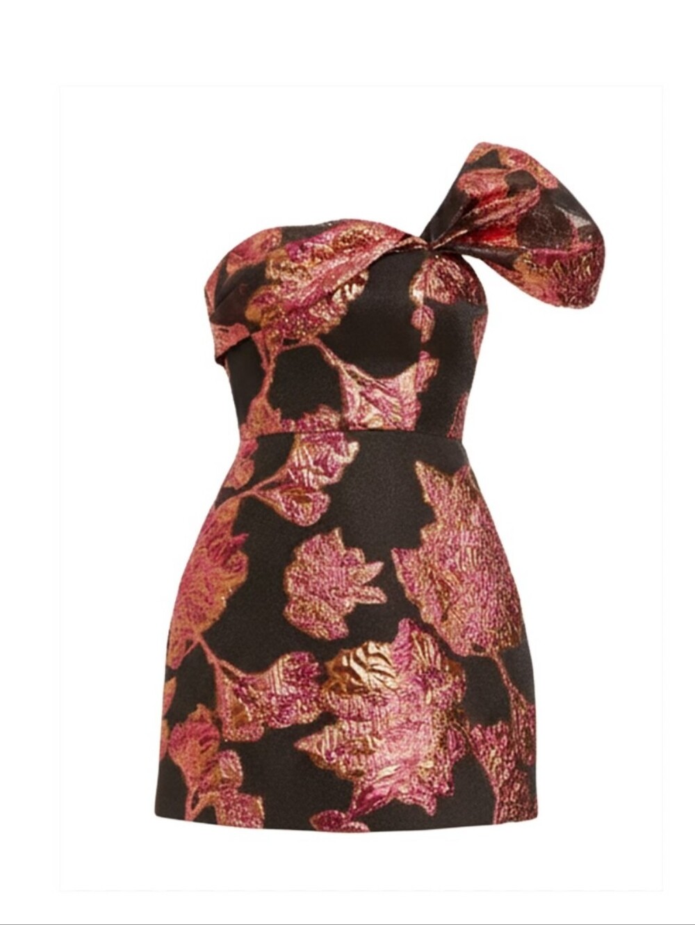 Dress The Population Olive One-shoulder Brocade Mini Dress Size L